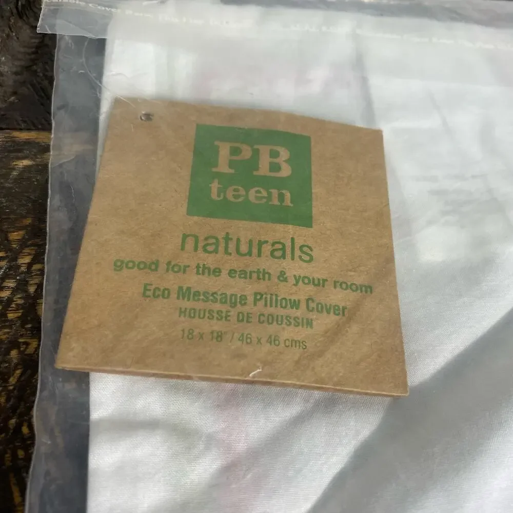 PB Teen Love Your Planet Pillow Cover Sham Square‎ 18 x 18 New Pottery Barn